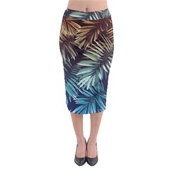 Tropical Leaves Midi Pencil Skirt by goljakoff