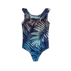 Tropical Leaves Kids  Frill Swimsuit by goljakoff