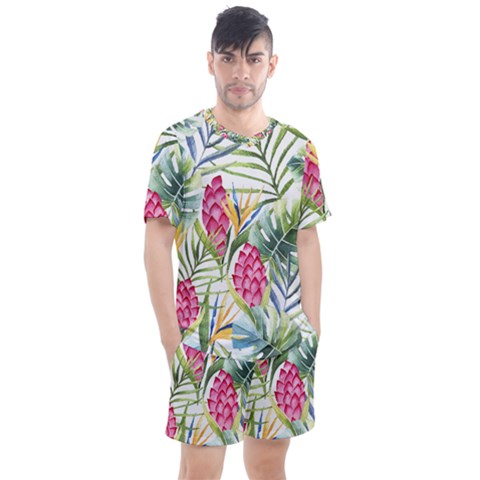 Tropical Flowers Men s Mesh Tee And Shorts Set by goljakoff