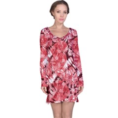 Red Leaves Long Sleeve Nightdress by goljakoff