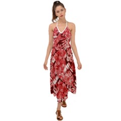 Red Leaves Halter Tie Back Dress  by goljakoff