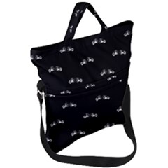 Black And White Boxing Motif Pattern Fold Over Handle Tote Bag