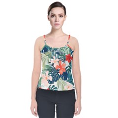 Tropical Flowers Velvet Spaghetti Strap Top by goljakoff