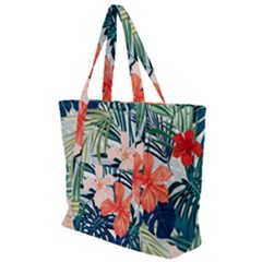 Tropical Flowers Zip Up Canvas Bag by goljakoff