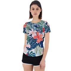 Tropical Flowers Back Cut Out Sport Tee by goljakoff