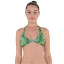 Green leaves Halter Neck Bikini Top View1