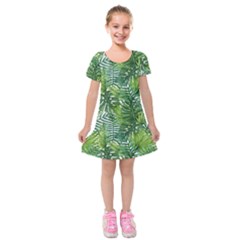 Green Leaves Kids  Short Sleeve Velvet Dress by goljakoff