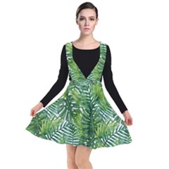 Green Leaves Plunge Pinafore Dress by goljakoff