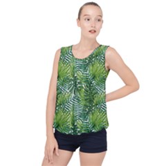 Green Leaves Bubble Hem Chiffon Tank Top by goljakoff