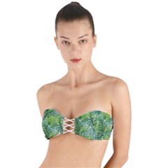 Green Leaves Twist Bandeau Bikini Top by goljakoff