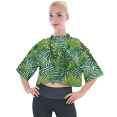 Green Leaves Mock Neck Tee by goljakoff