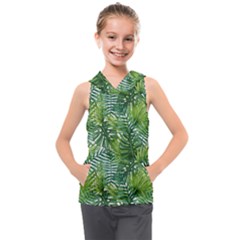 Green Leaves Kids  Sleeveless Hoodie by goljakoff