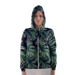 Green Palm Leaves Women s Hooded Windbreaker by goljakoff
