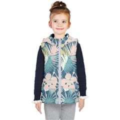 Abstract Flowers Kids  Hooded Puffer Vest