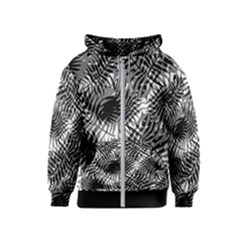 Tropical Leafs Pattern, Black And White Jungle Theme Kids  Zipper Hoodie by Casemiro