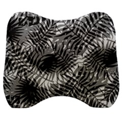 Tropical Leafs Pattern, Black And White Jungle Theme Velour Head Support Cushion by Casemiro