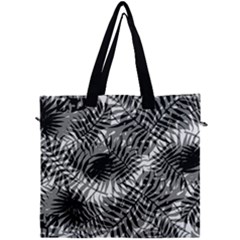 Tropical Leafs Pattern, Black And White Jungle Theme Canvas Travel Bag by Casemiro