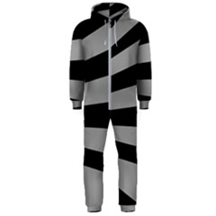 Striped Black And Grey Colors Pattern, Silver Geometric Lines Hooded Jumpsuit (men)  by Casemiro