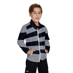 Striped Black And Grey Colors Pattern, Silver Geometric Lines Kids  Windbreaker by Casemiro