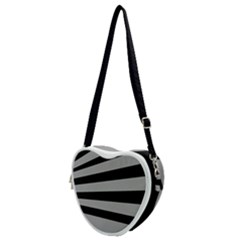 Striped Black And Grey Colors Pattern, Silver Geometric Lines Heart Shoulder Bag by Casemiro