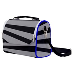 Striped Black And Grey Colors Pattern, Silver Geometric Lines Satchel Shoulder Bag by Casemiro