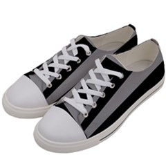 Striped Black And Grey Colors Pattern, Silver Geometric Lines Women s Low Top Canvas Sneakers by Casemiro