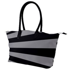 Striped Black And Grey Colors Pattern, Silver Geometric Lines Canvas Shoulder Bag by Casemiro