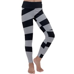 Striped Black And Grey Colors Pattern, Silver Geometric Lines Kids  Lightweight Velour Classic Yoga Leggings by Casemiro