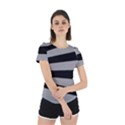 Striped black and grey colors pattern, silver geometric lines Back Cut Out Sport Tee View2