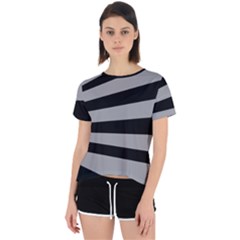 Striped Black And Grey Colors Pattern, Silver Geometric Lines Open Back Sport Tee by Casemiro