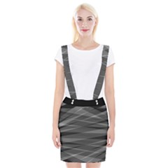 Abstract Geometric Pattern, Silver, Grey And Black Colors Braces Suspender Skirt by Casemiro