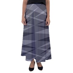 Abstract Geometric Pattern, Silver, Grey And Black Colors Flared Maxi Skirt by Casemiro