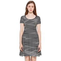 Abstract Geometric Pattern, Silver, Grey And Black Colors Inside Out Cap Sleeve Dress by Casemiro