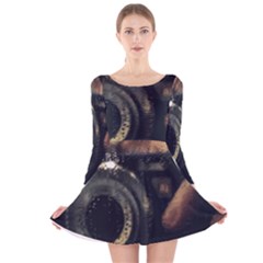 Creative Undercover Selfie Long Sleeve Velvet Skater Dress