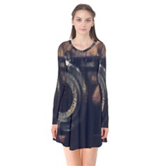 Creative Undercover Selfie Long Sleeve V-neck Flare Dress by dflcprintsclothing