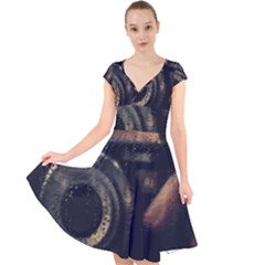 Creative Undercover Selfie Cap Sleeve Front Wrap Midi Dress