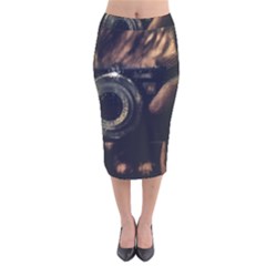 Creative Undercover Selfie Velvet Midi Pencil Skirt