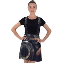Creative Undercover Selfie Velvet Suspender Skater Skirt by dflcprintsclothing