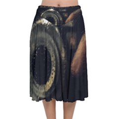 Creative Undercover Selfie Velvet Flared Midi Skirt by dflcprintsclothing