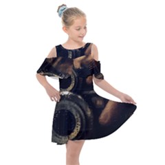 Creative Undercover Selfie Kids  Shoulder Cutout Chiffon Dress