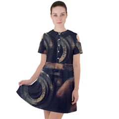 Creative Undercover Selfie Short Sleeve Shoulder Cut Out Dress  by dflcprintsclothing