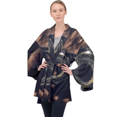 Creative Undercover Selfie Long Sleeve Velvet Kimono 