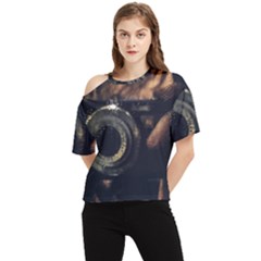 Creative Undercover Selfie One Shoulder Cut Out Tee