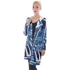 Blue Monstera Leaf Hooded Pocket Cardigan by goljakoff