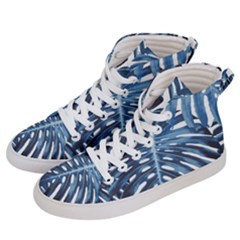 Blue Monstera Leaf Men s Hi-top Skate Sneakers by goljakoff