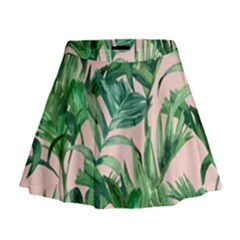 Green Leaves On Pink Mini Flare Skirt by goljakoff