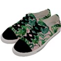 Green leaves on pink Men s Low Top Canvas Sneakers View2