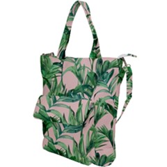 Green Leaves On Pink Shoulder Tote Bag by goljakoff