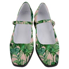 Green Leaves On Pink Women s Mary Jane Shoes by goljakoff