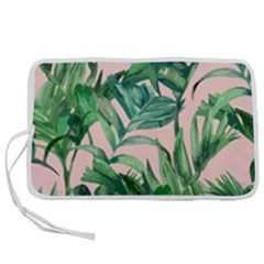 Green Leaves On Pink Pen Storage Case (m)